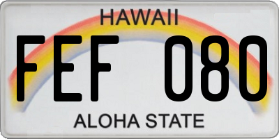HI license plate FEF080