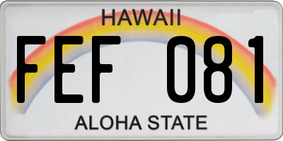 HI license plate FEF081
