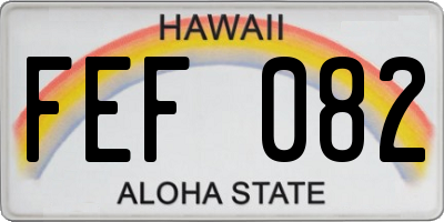 HI license plate FEF082