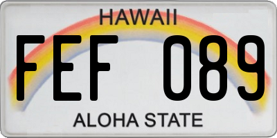 HI license plate FEF089