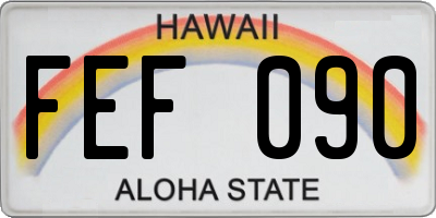HI license plate FEF090