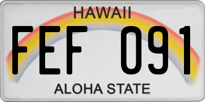 HI license plate FEF091
