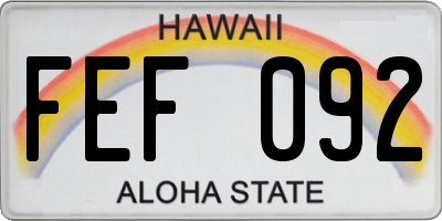 HI license plate FEF092
