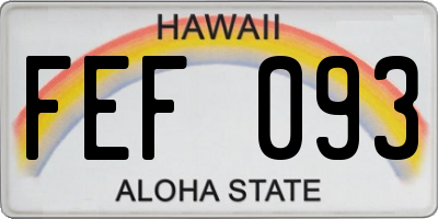 HI license plate FEF093
