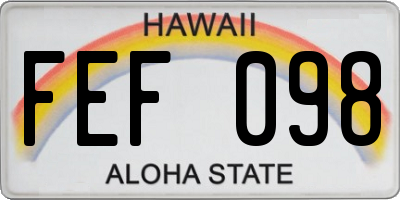 HI license plate FEF098