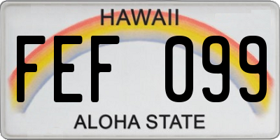 HI license plate FEF099