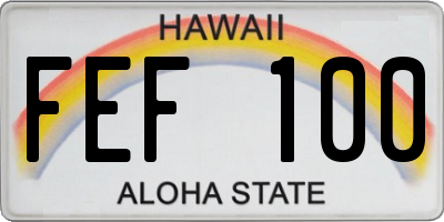 HI license plate FEF100