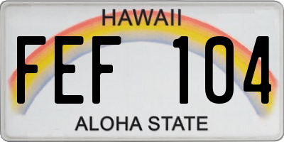HI license plate FEF104