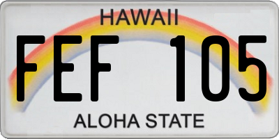 HI license plate FEF105