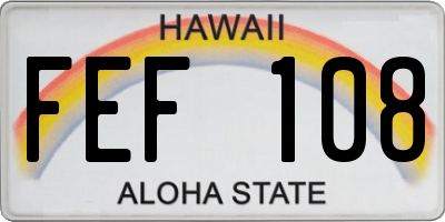 HI license plate FEF108