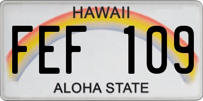HI license plate FEF109