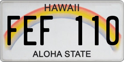 HI license plate FEF110