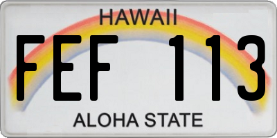 HI license plate FEF113