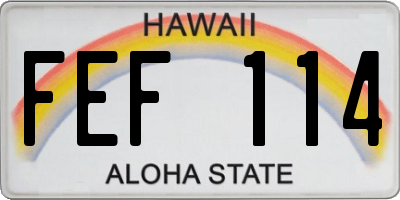 HI license plate FEF114