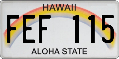 HI license plate FEF115