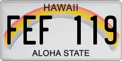 HI license plate FEF119