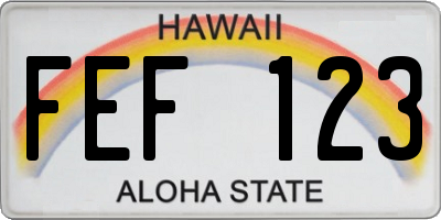 HI license plate FEF123
