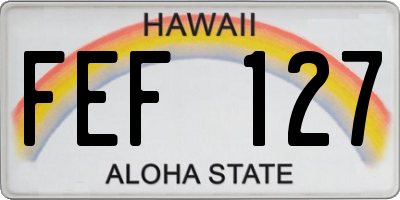 HI license plate FEF127