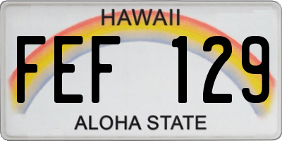 HI license plate FEF129