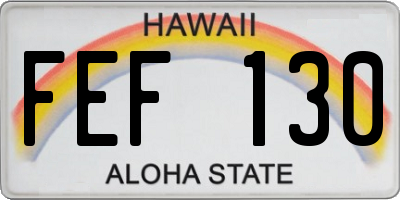 HI license plate FEF130