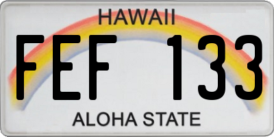 HI license plate FEF133