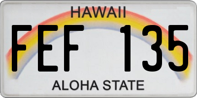 HI license plate FEF135