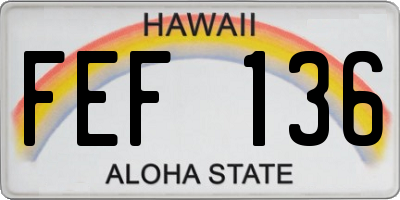 HI license plate FEF136