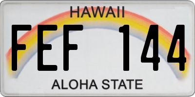 HI license plate FEF144