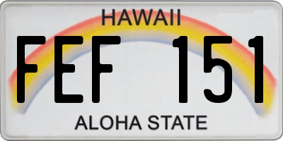 HI license plate FEF151