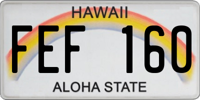 HI license plate FEF160