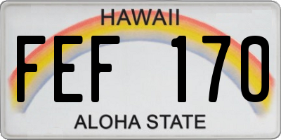 HI license plate FEF170