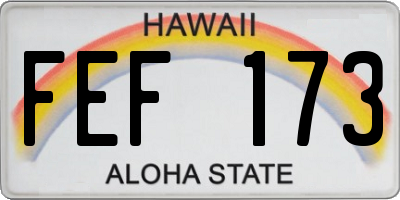 HI license plate FEF173