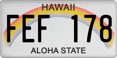 HI license plate FEF178