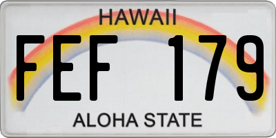 HI license plate FEF179