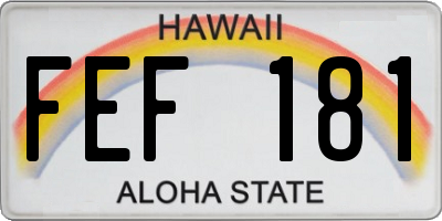 HI license plate FEF181