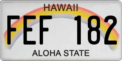 HI license plate FEF182