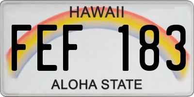 HI license plate FEF183