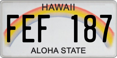 HI license plate FEF187