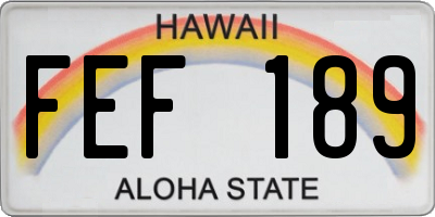 HI license plate FEF189