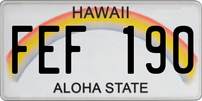 HI license plate FEF190