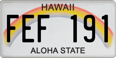 HI license plate FEF191