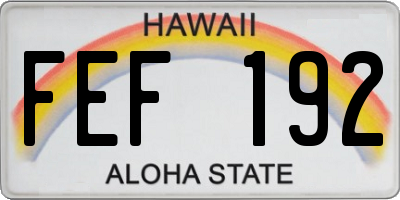 HI license plate FEF192