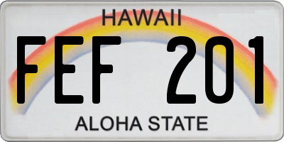 HI license plate FEF201