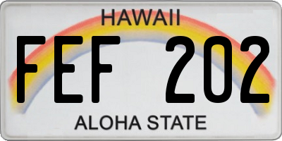 HI license plate FEF202