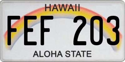 HI license plate FEF203
