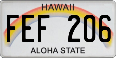 HI license plate FEF206