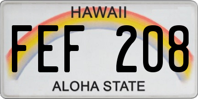 HI license plate FEF208