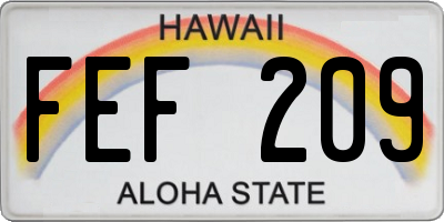 HI license plate FEF209