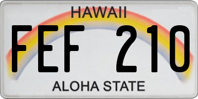 HI license plate FEF210