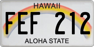 HI license plate FEF212